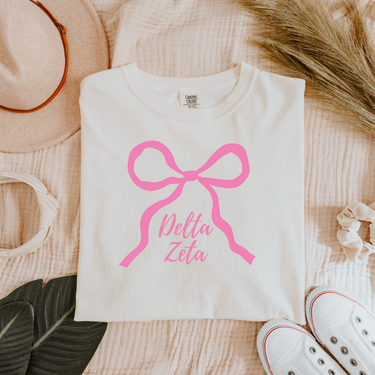 Delta Zeta Pink Bow T-Shirt