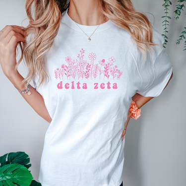 Delta Zeta Pink Flowers T-Shirt