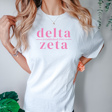 Delta Zeta Pink Letters T-Shirt