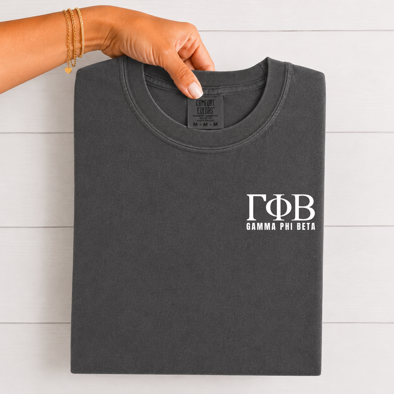 Gamma Phi Beta White Letters T-Shirt