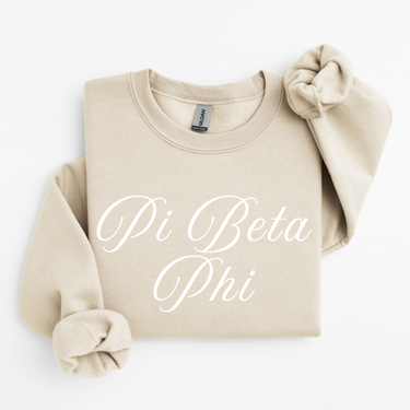 Pi Beta Phi White Script Sweater