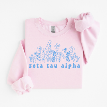 Zeta Tau Alpha Blue Flowers Sweater