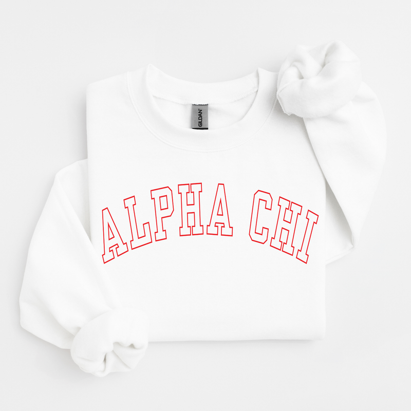 Alpha Chi Omega Scarlet Varsity Letters Sweater