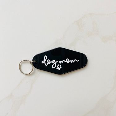 Dog Mom Motel Keychain with Tassel