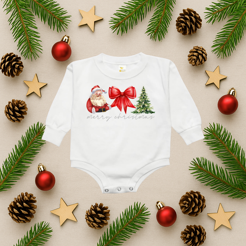 Retro Merry Christmas Bubble Romper