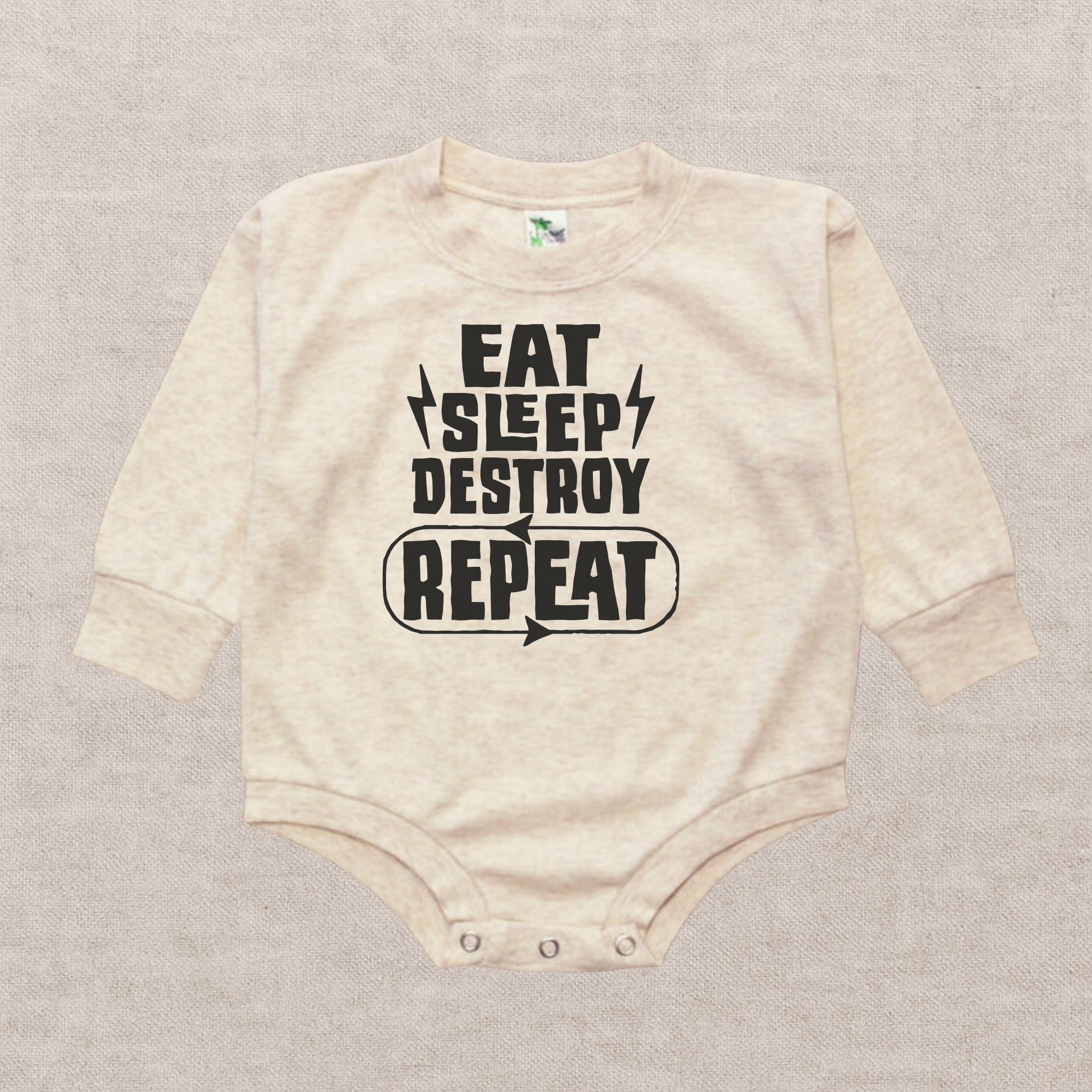 Eat Sleep Destroy Repeat Bubble Romper