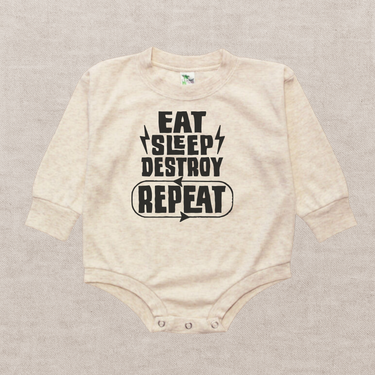 Eat Sleep Destroy Repeat Bubble Romper