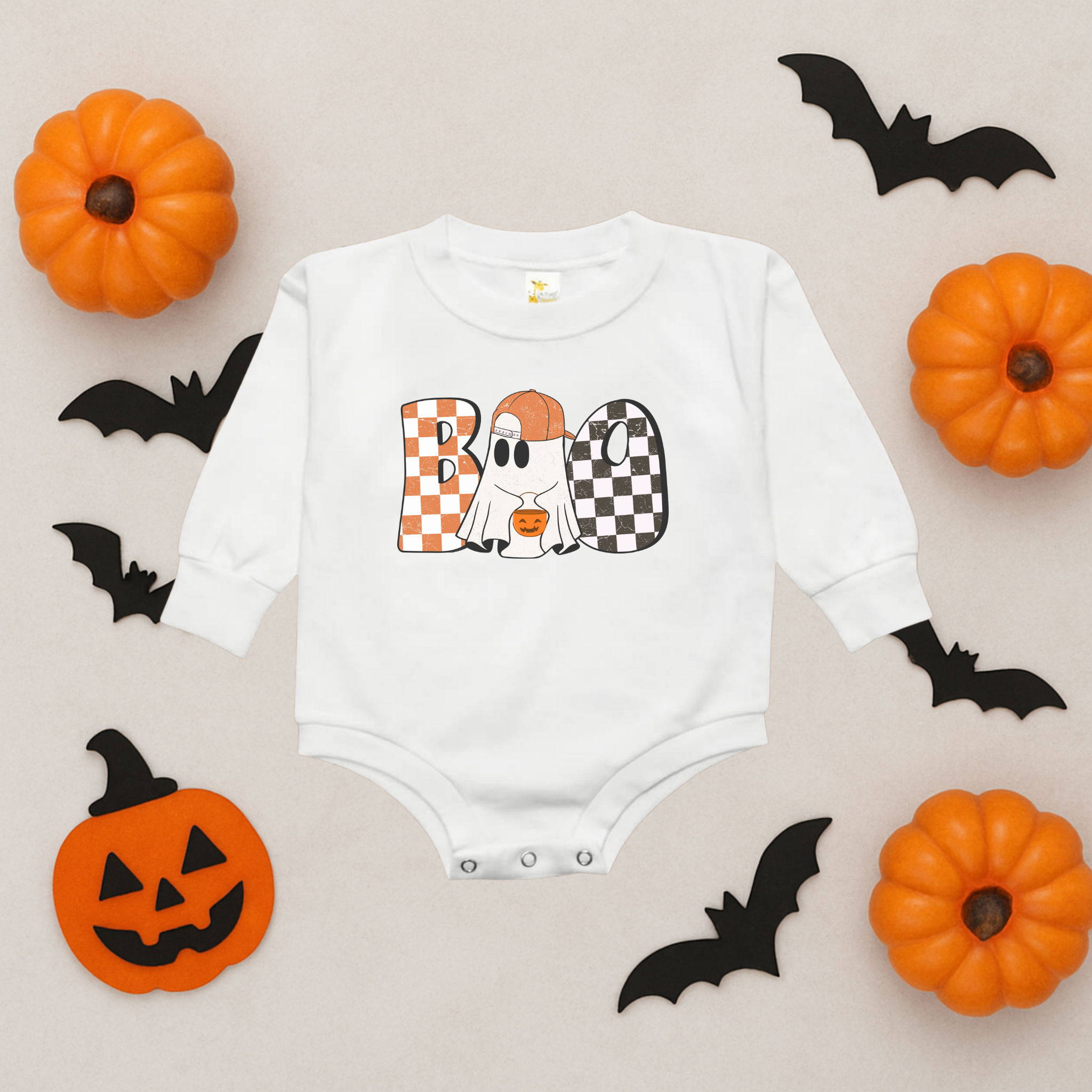 Checkered Boo Bubble Romper