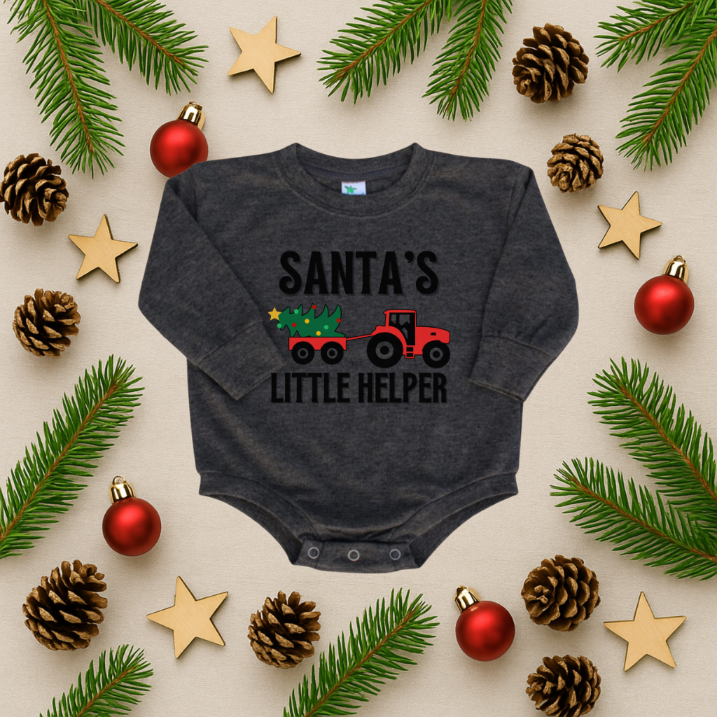 Santa's Little Helper Tractor Bubble Romper