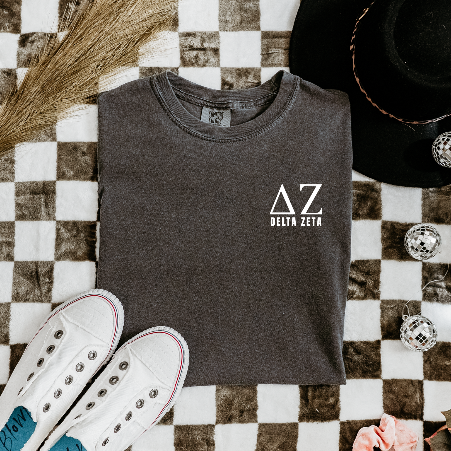 DZ Delta Zeta White Letters T-Shirt