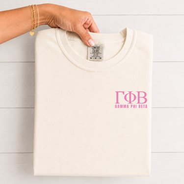 Gamma Phi Beta Pink Letters T-Shirt