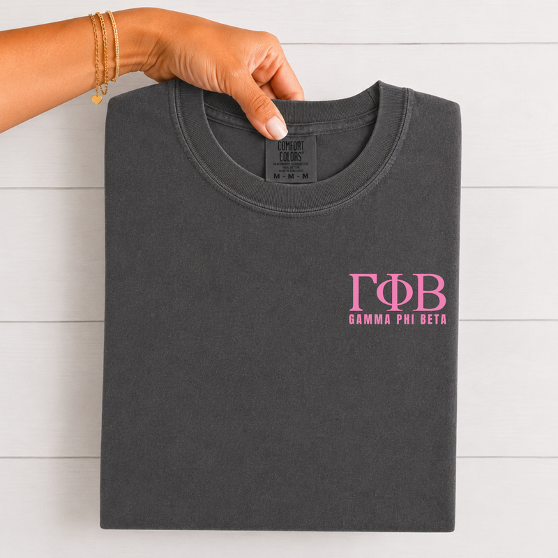 Gamma Phi Beta Pink Letters T-Shirt