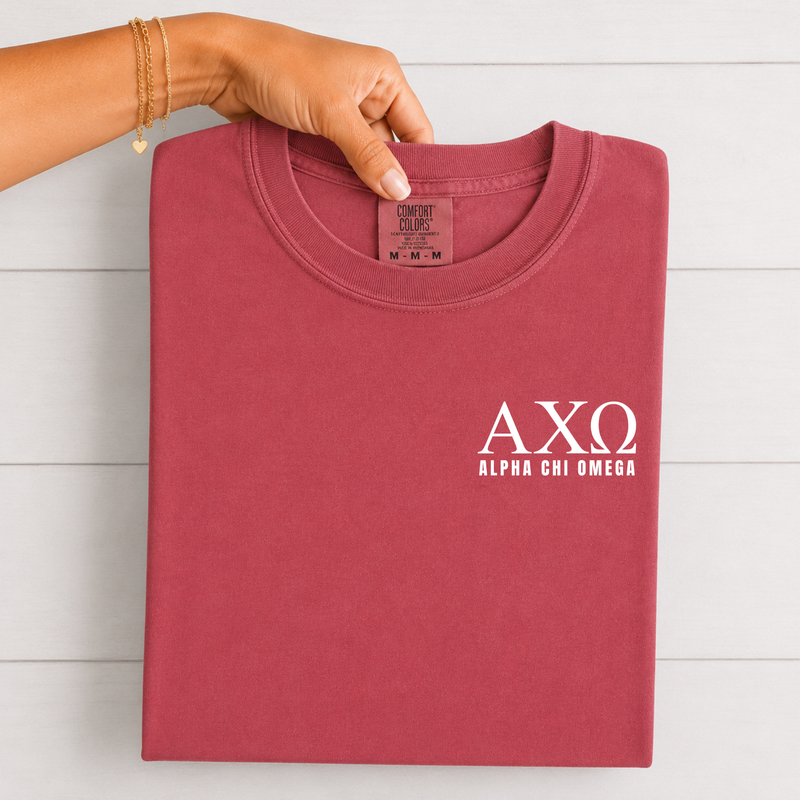 Alpha Chi Omega White Letters T-Shirt
