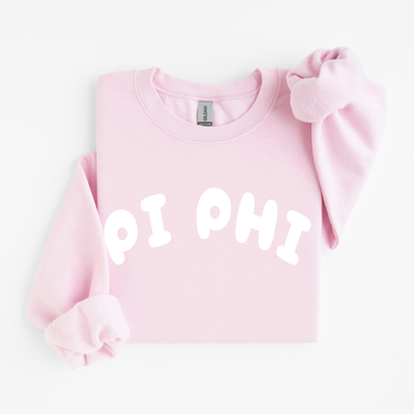 Pi Beta Phi White Bubble Letters Sweater