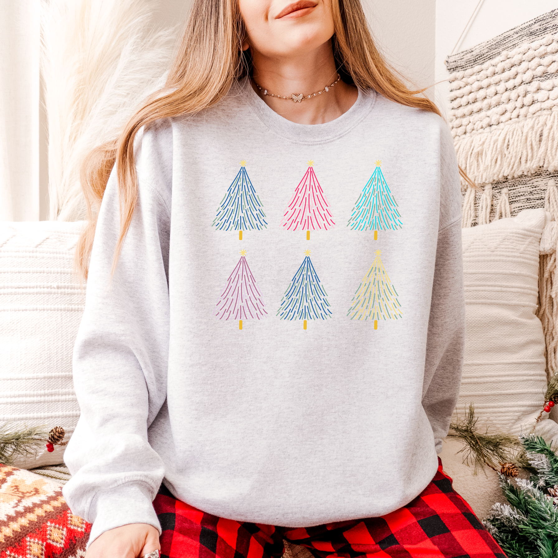 Colorful Christmas Trees Sweater