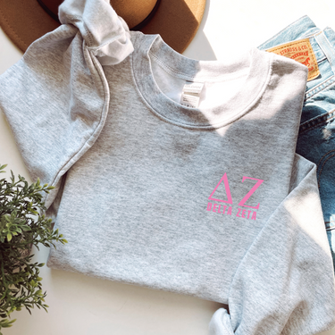 DZ Delta Zeta Pink Letters Sweater