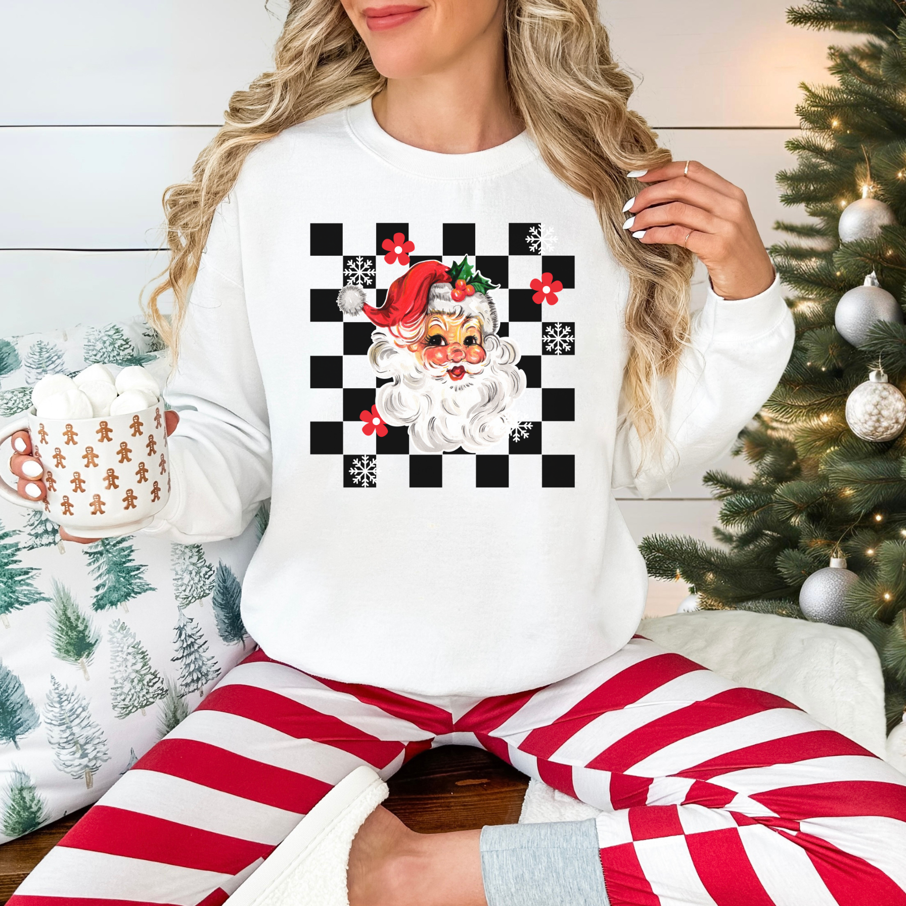 Checkered Retro Santa Sweater