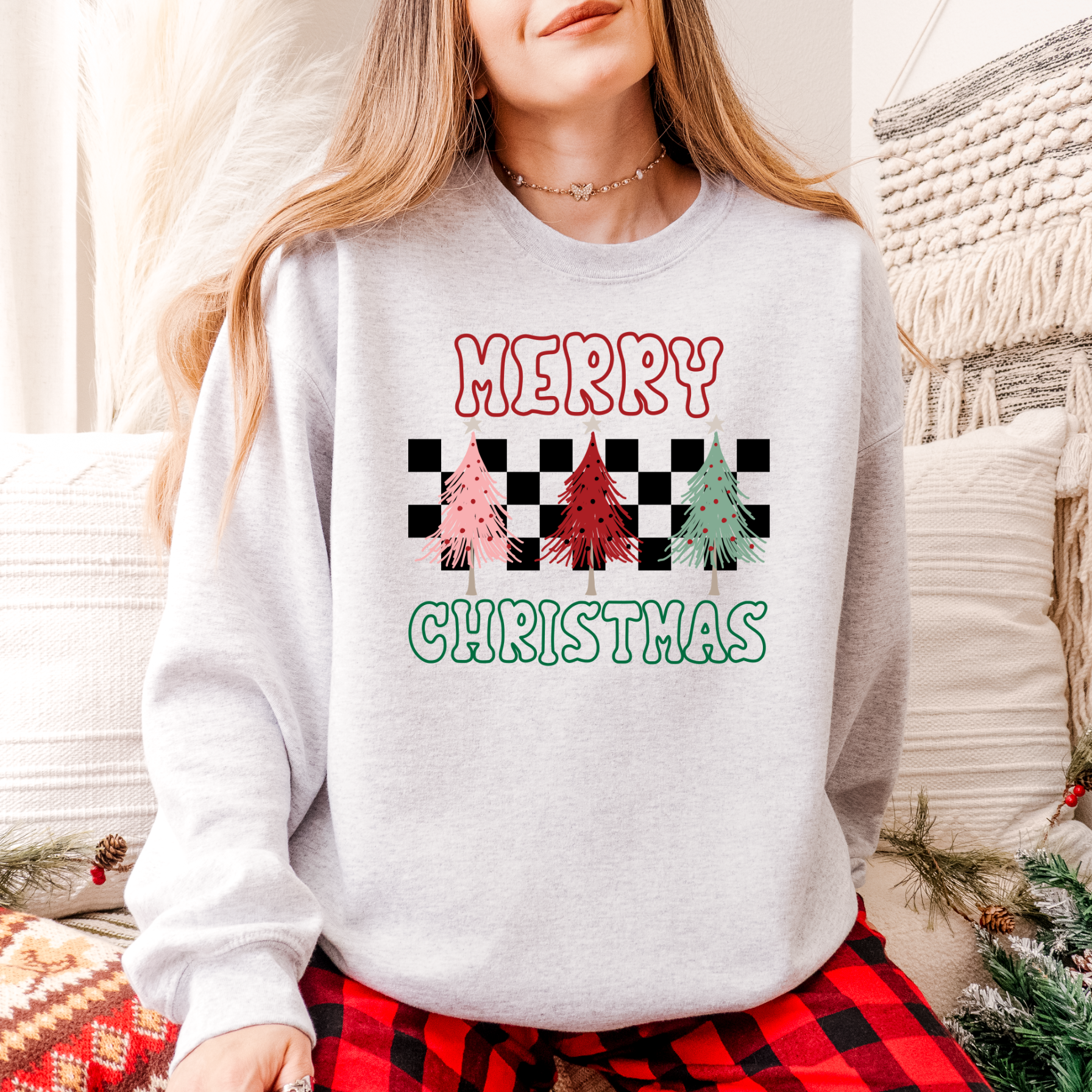 Checkered Merry Christmas Sweater