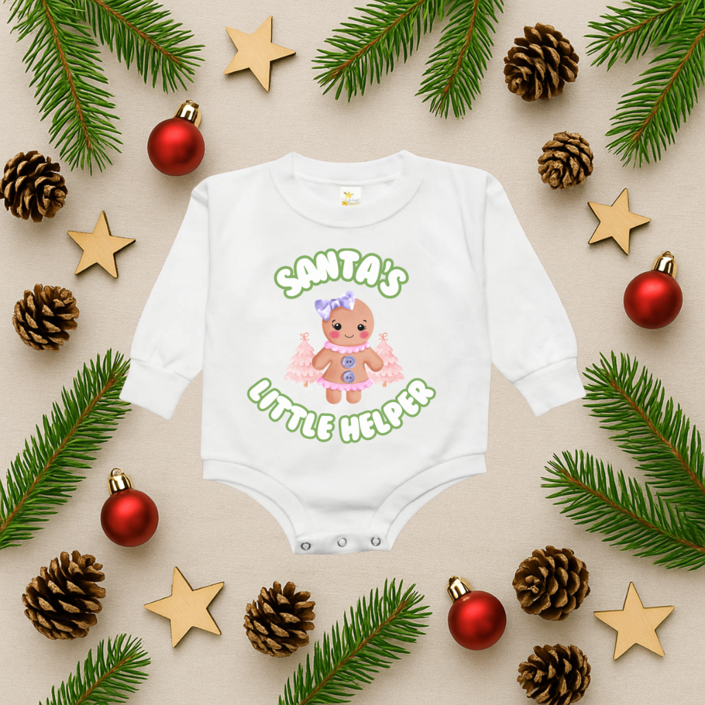 Santa's Little Helper Gingerbread Bubble Romper