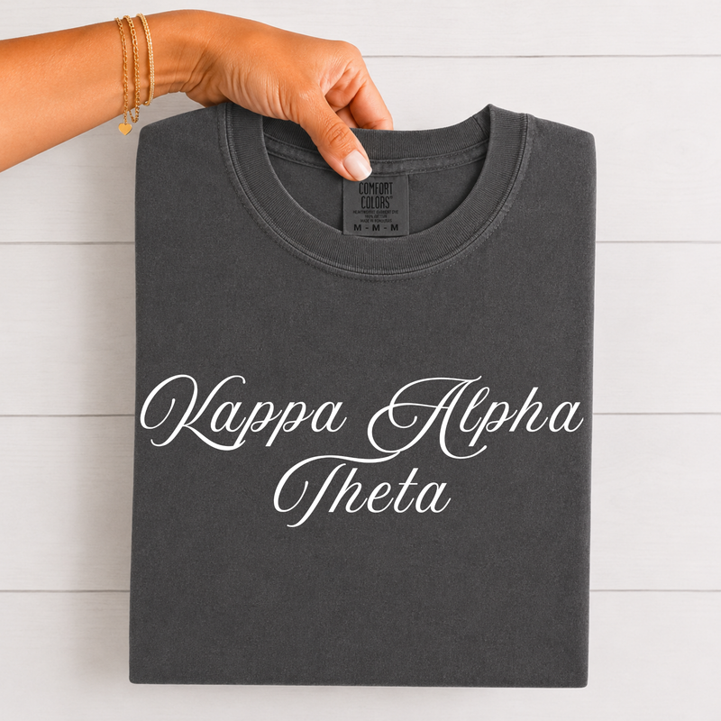 Kappa Alpha Theta White Script T-Shirt
