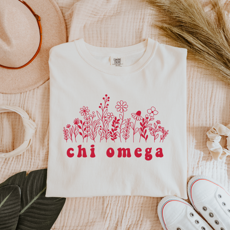 Chi Omega Cardinal Flowers T-Shirt