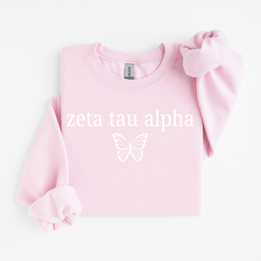 Zeta Tau Alpha White Butterfly Sweater