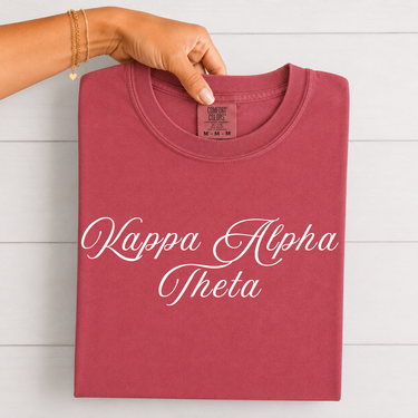 Kappa Alpha Theta White Script T-Shirt