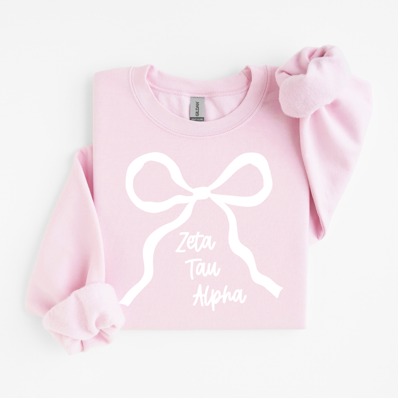 Zeta Tau Alpha White Bow Sweater