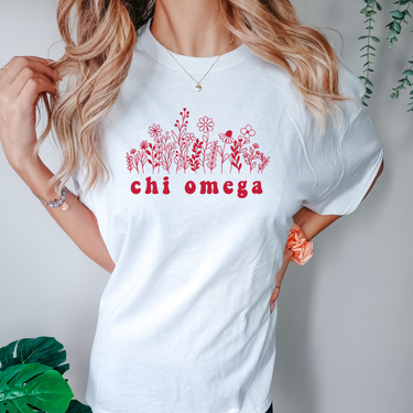 Chi Omega Cardinal Flowers T-Shirt