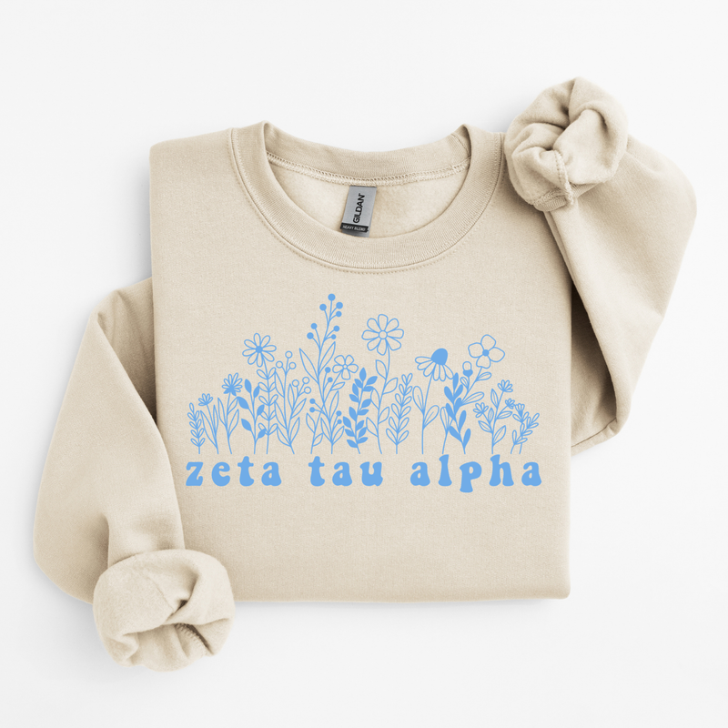 Zeta Tau Alpha Blue Flowers Sweater