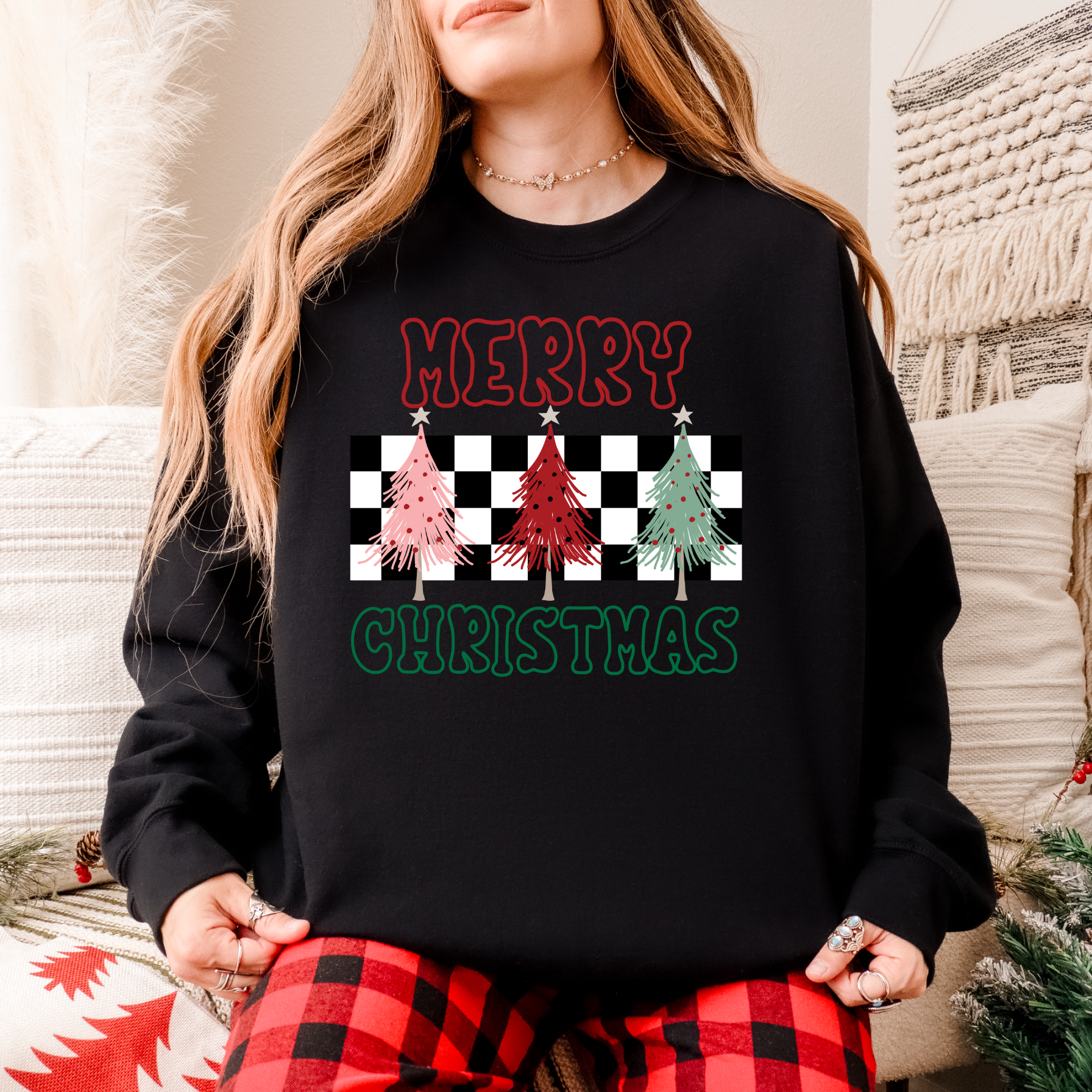 Checkered Merry Christmas Sweater