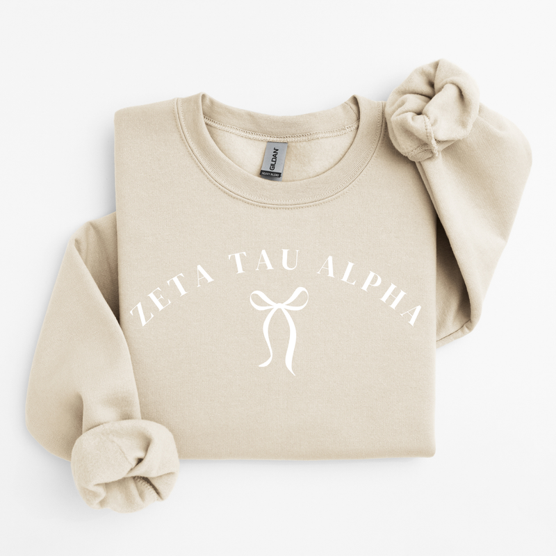 Zeta Tau Alpha White Ribbon Sweater