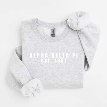 Alpha Delta Pi 1851 White Letters Sweater