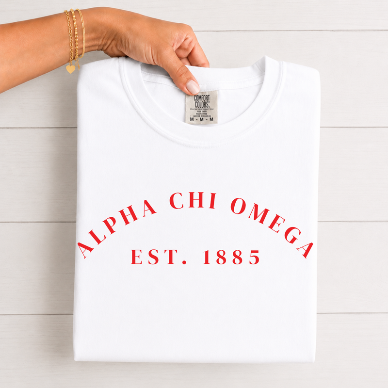 Alpha Chi Omega Scarlet Established T-Shirt