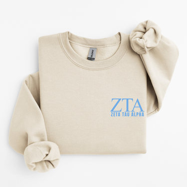 Zeta Tau Alpha Blue Letters Sweater