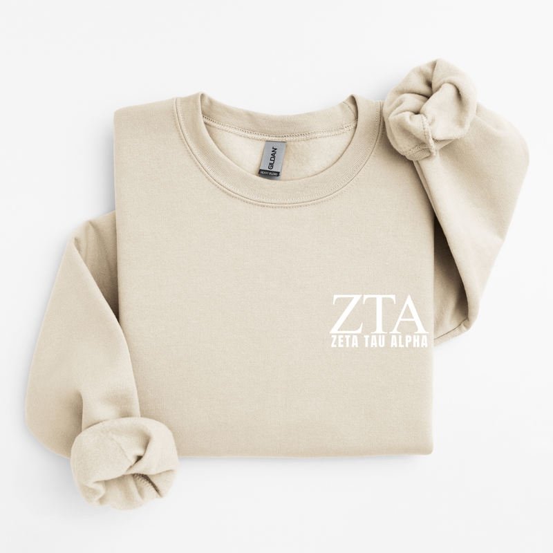 Zeta Tau Alpha White Letters Sweater
