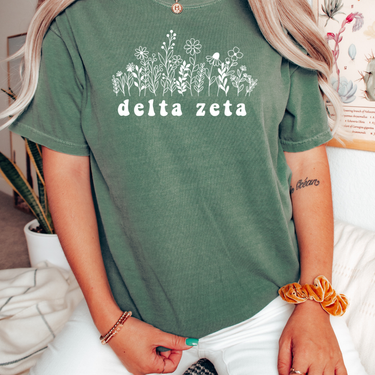 Delta Zeta White Flowers T-Shirt
