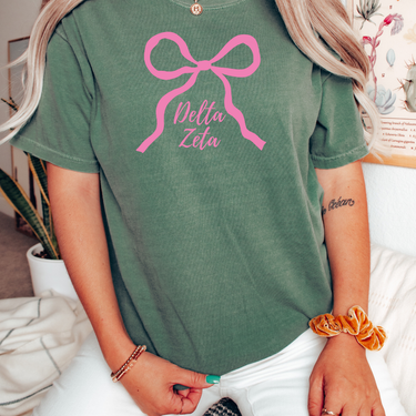 Delta Zeta Pink Bow T-Shirt