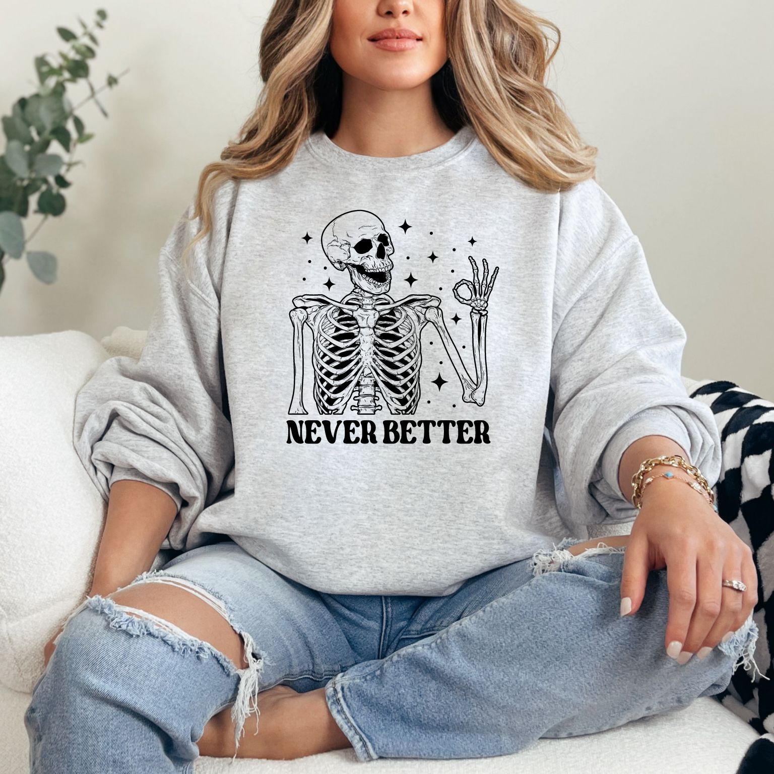 Never Better Skeleton Sweater