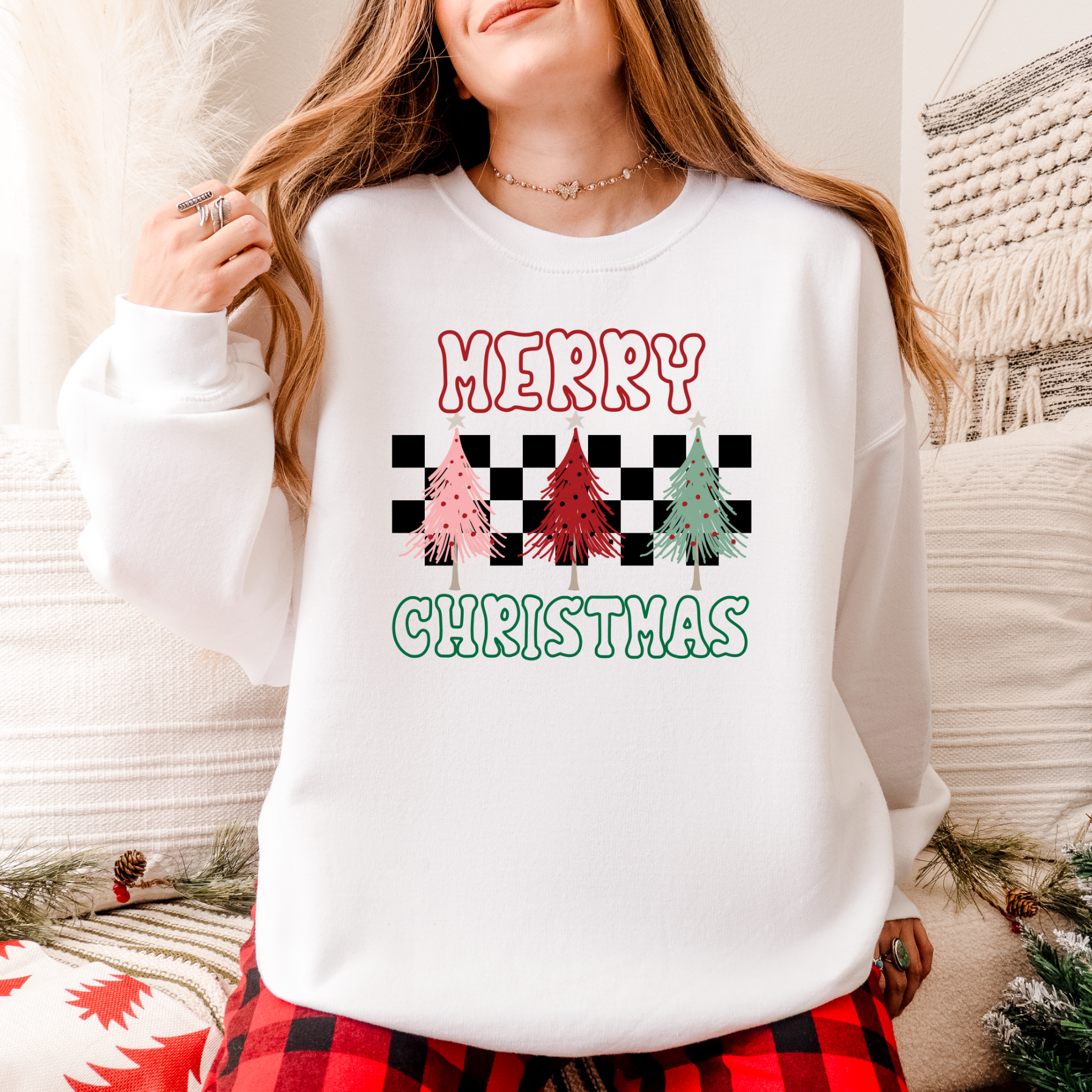 Checkered Merry Christmas Sweater