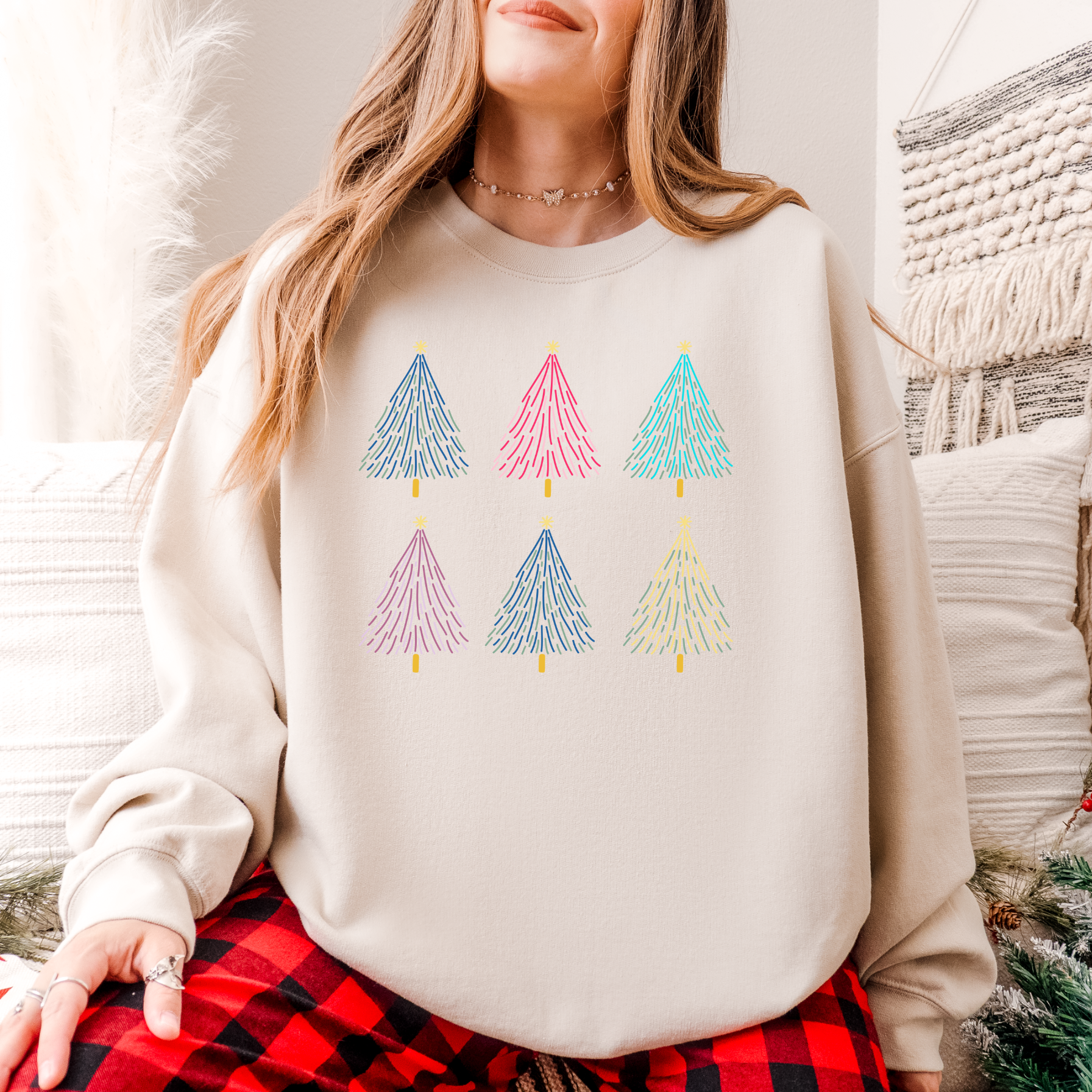 Colorful Christmas Trees Sweater