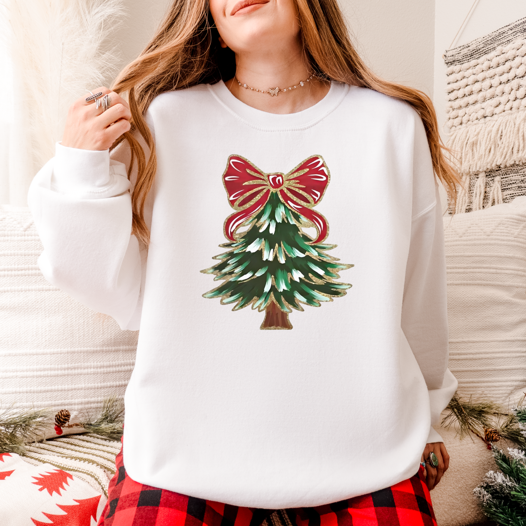 Christmas Tree Bow Sweater