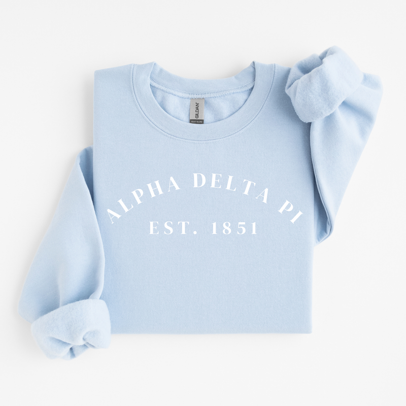 Alpha Delta Pi Est 1851 White Letters Sweater