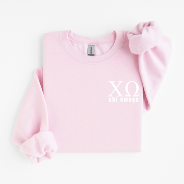 Chi Omega White Letters Sweater