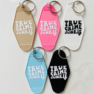 True Crime Junkie Keychain with Tassel
