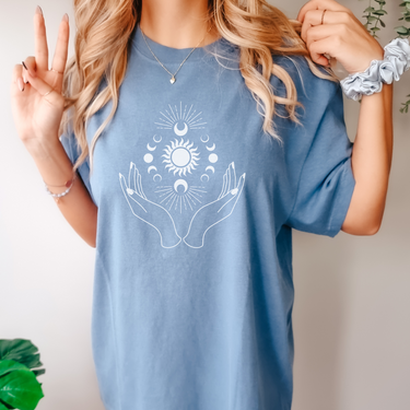 Hands and Moon Illustration T-Shirt