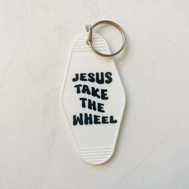 Jesus Take The Wheel Motel Keychain with Tassel