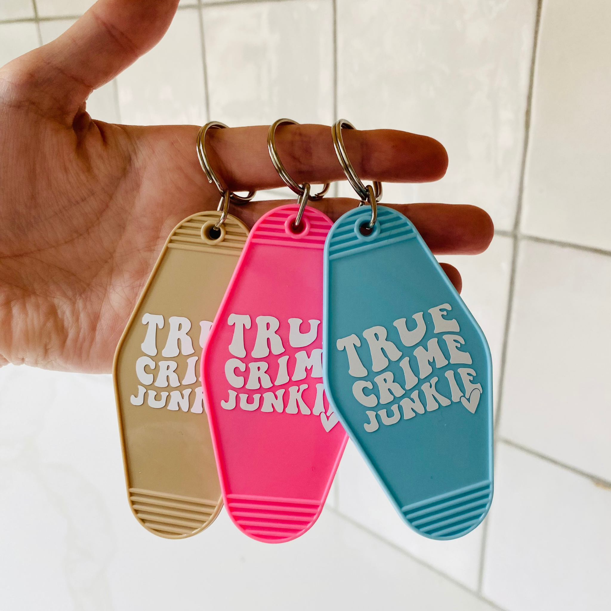 Tries Keychain True Crime Junkie Keychain with Tassel – Lily Taylor Designs
