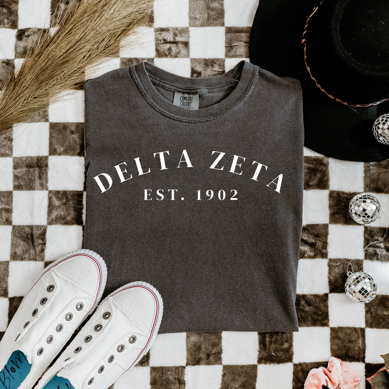 Delta Zeta 1902 White Letters T-Shirt